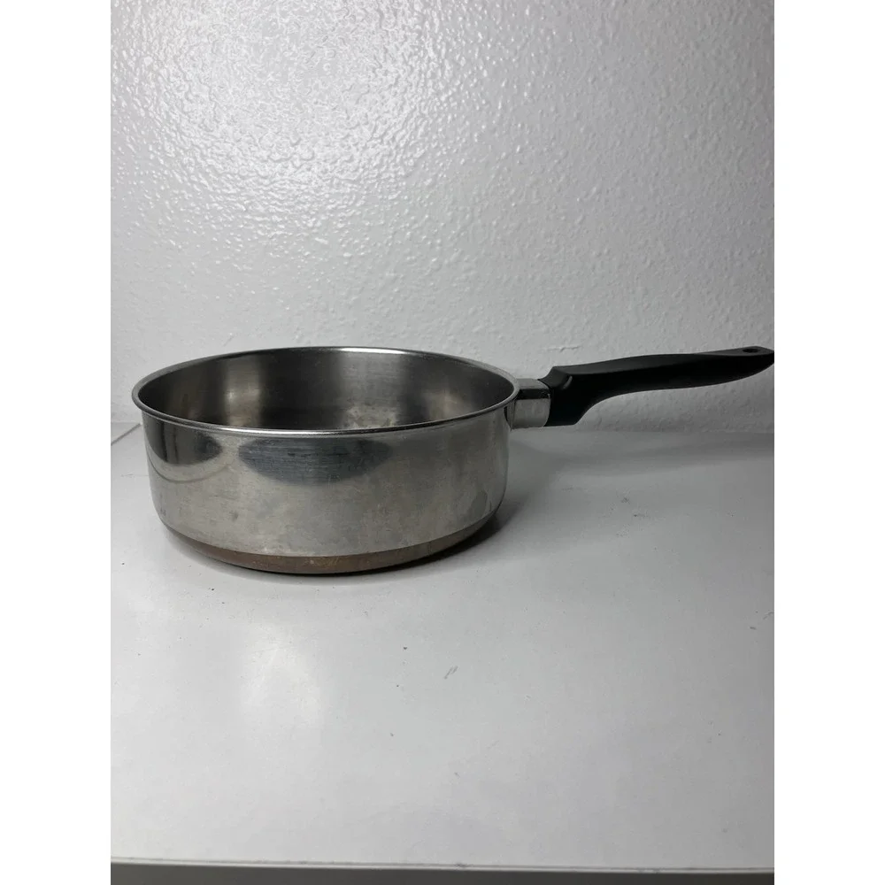 Vintage Ekco Stainless Steel Saucepan Copper Bottom Pan Made in USA Model 1912